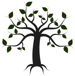 Project logo: tree with leaves and roots